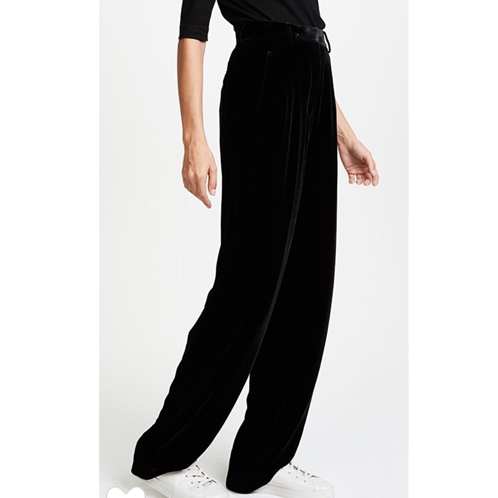 Theory Black High Waist Belvet Pleat Pants